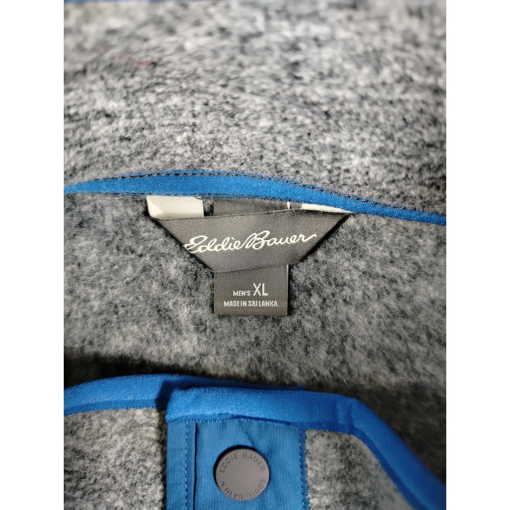 Eddie Bauer Pullover Mens XL Gray Snap Fleece Mock Neck Pocket Casual Gorpcore - Picture 3 of 10
